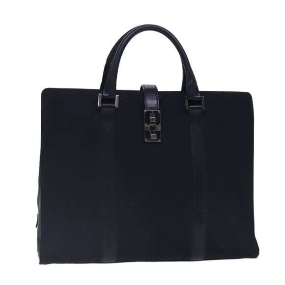 GUCCI Briefcase Canvas Black Silver 114262 Auth ar12680 - Picture 1 of 16